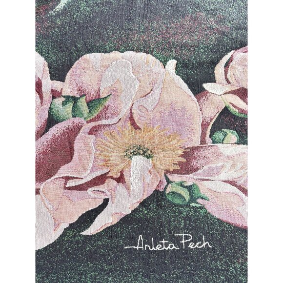 ARLETA PECH "Dancing Flamencos" Floral 100% Cotton Woven Tapestry Throw Blanket - Picture 2 of 12